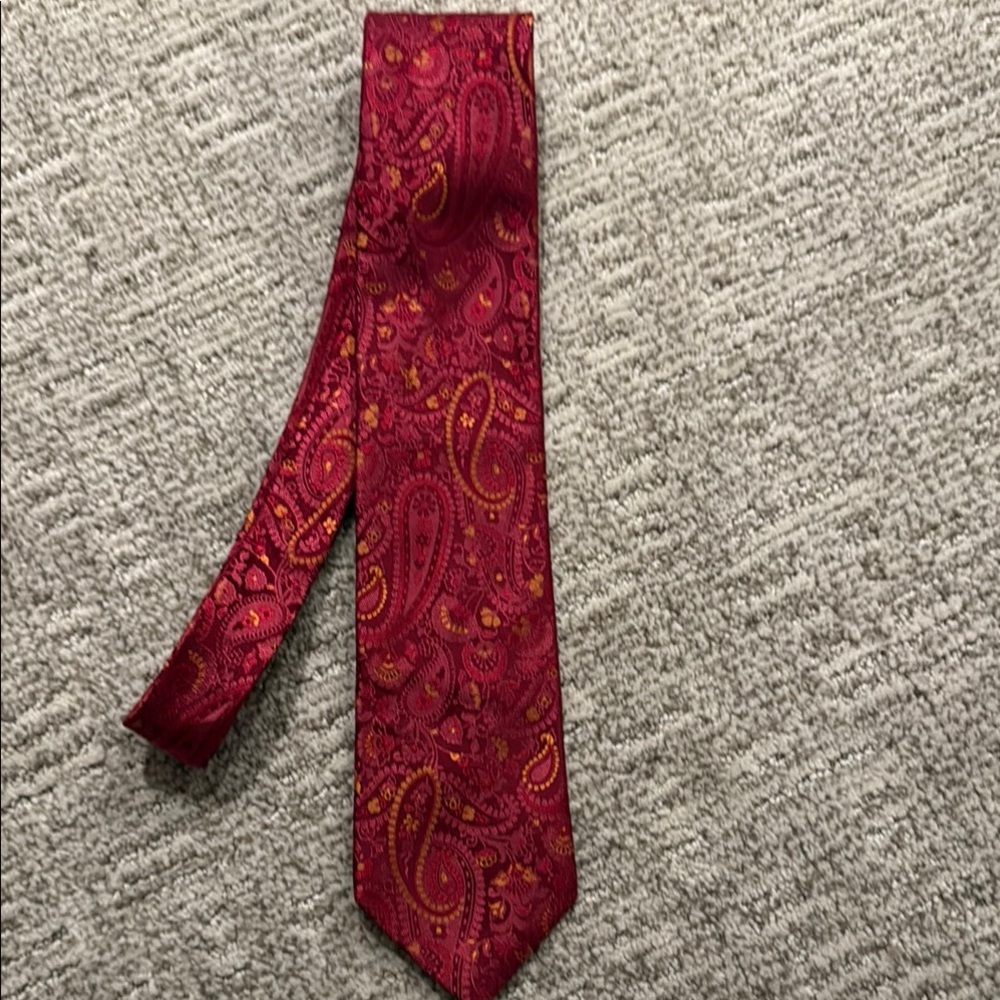 Ted Baker Burgundy and Yellow Paisley Tie - 100% imported silk